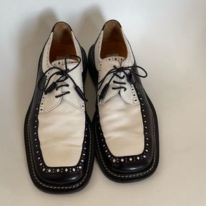 Mezlan Pesaro Oxford Shoes Black and White Leather size 9